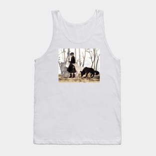 Walking wolf and boy Tank Top